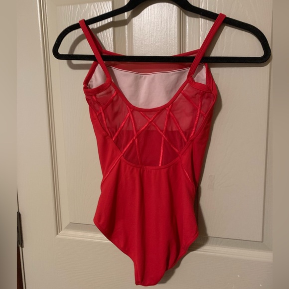 BLOCH Red Mesh Paneling Camisole Leotard - Picture 1 of 4